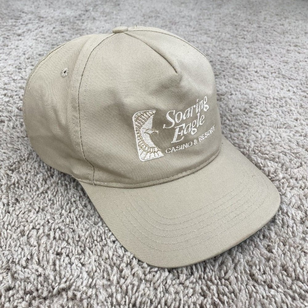 Vintage San Sun Soaring Eagle Casino &‎ Resort Hat Beige Snapback Trucker Cap - Picture 2 of 9